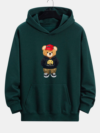 Hip Hop Bear Print Relax Fit Hoodie