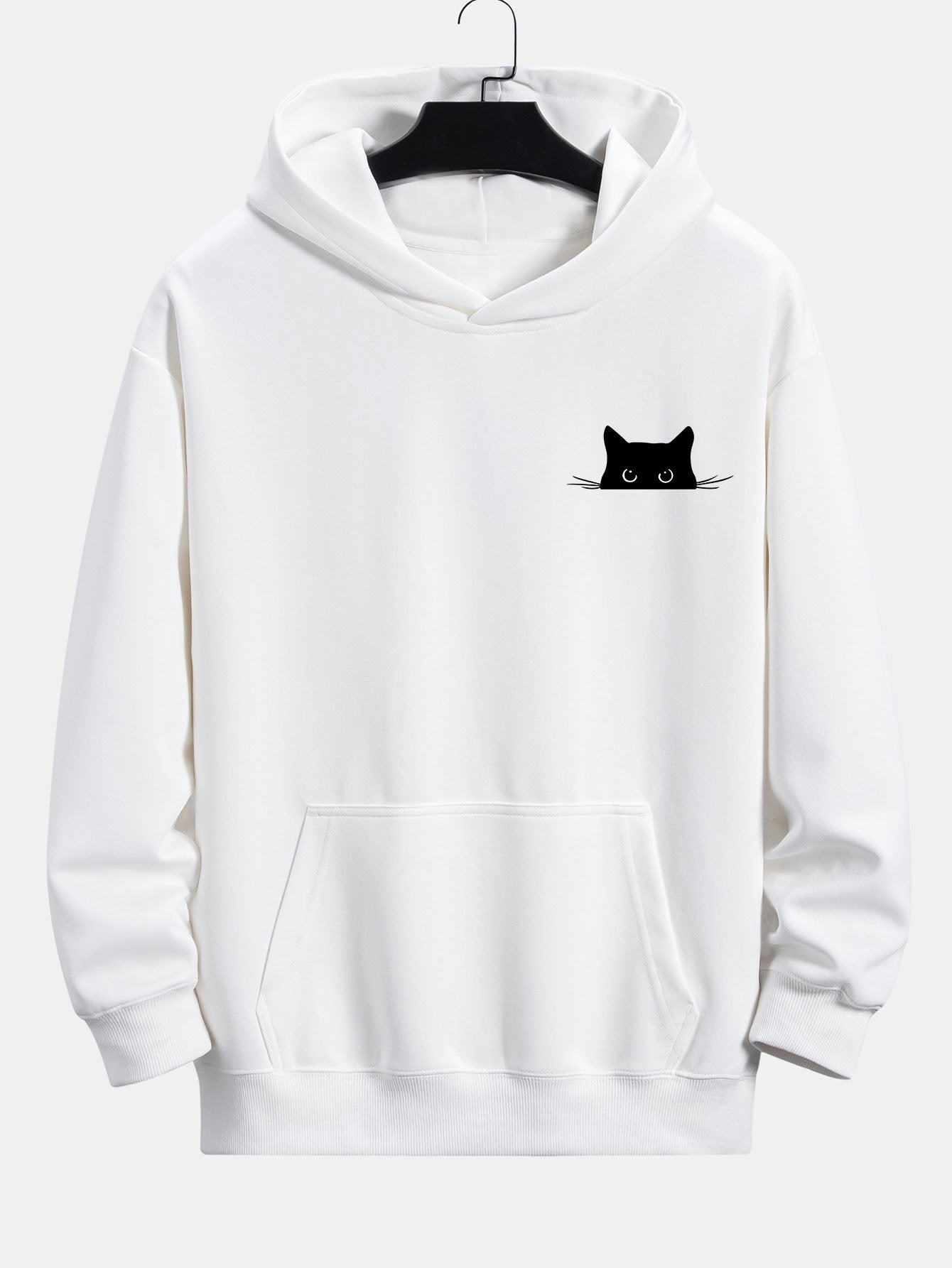 Black Cat Print Relax Fit Hoodie