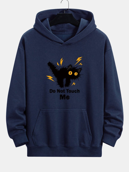 Angry Cat Print Relax Fit Hoodie