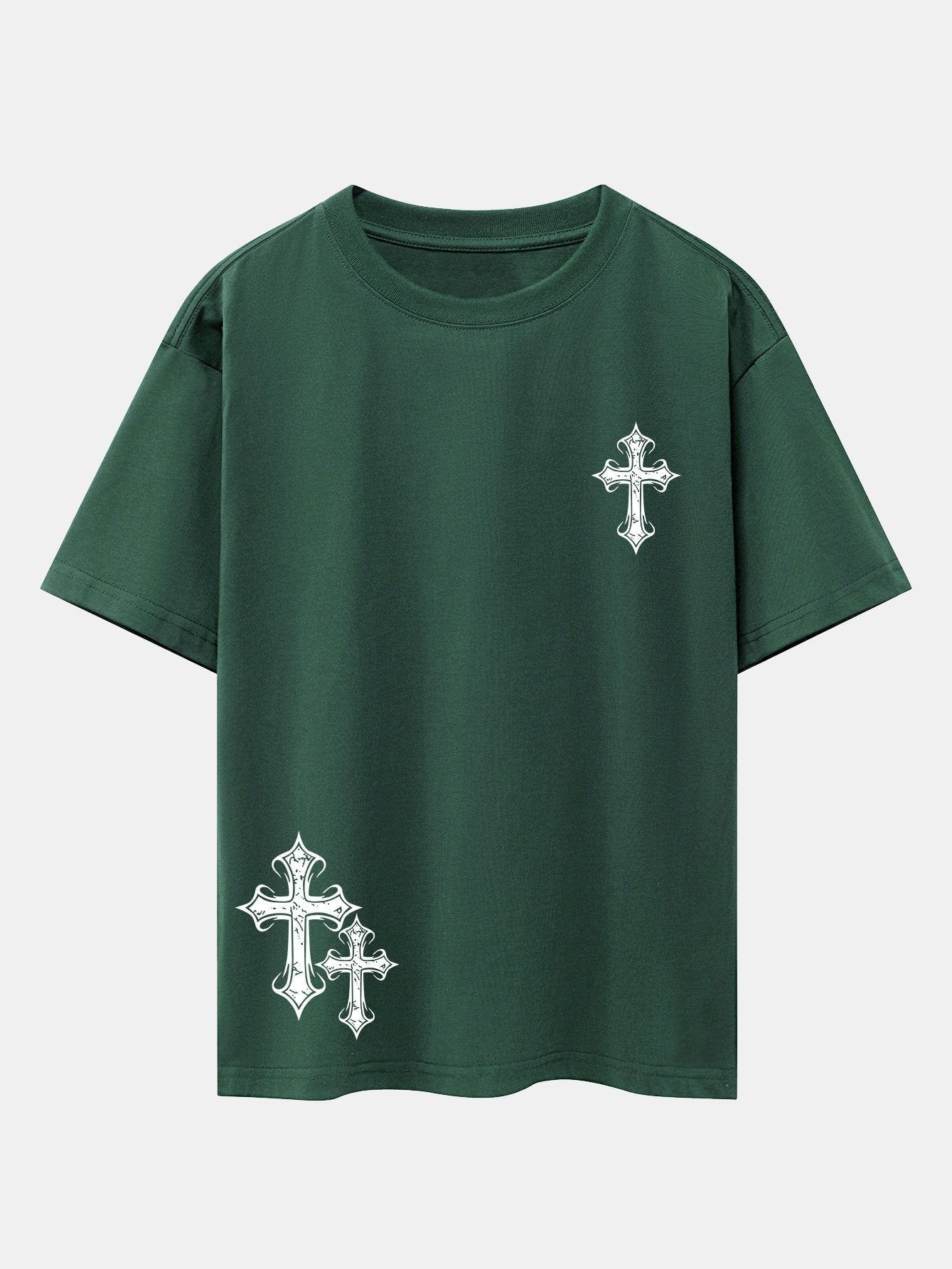 Cross Print Drop Shoulder Oversize T-Shirt