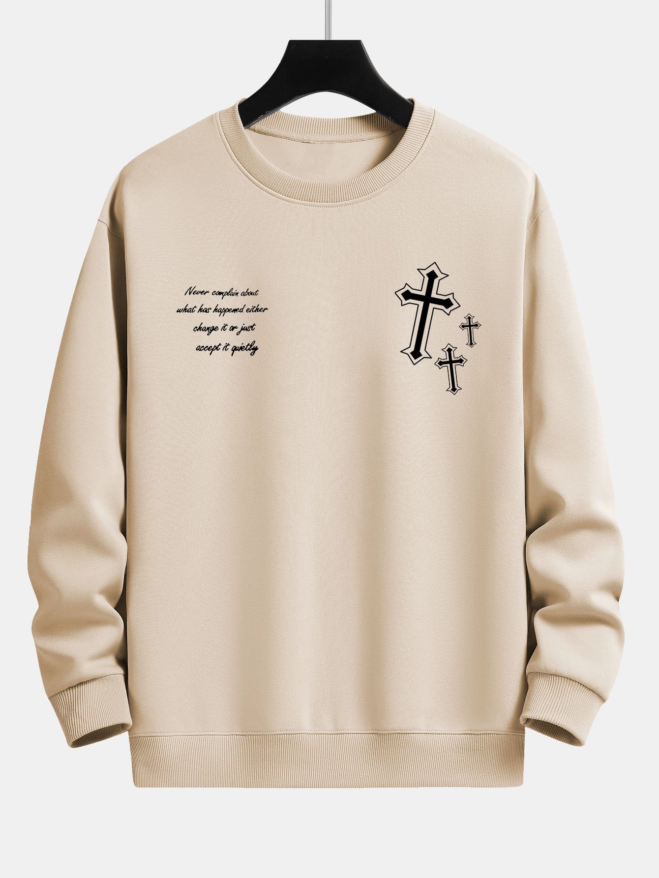 Cross Slogan Print Relax Fit Sweatshirt