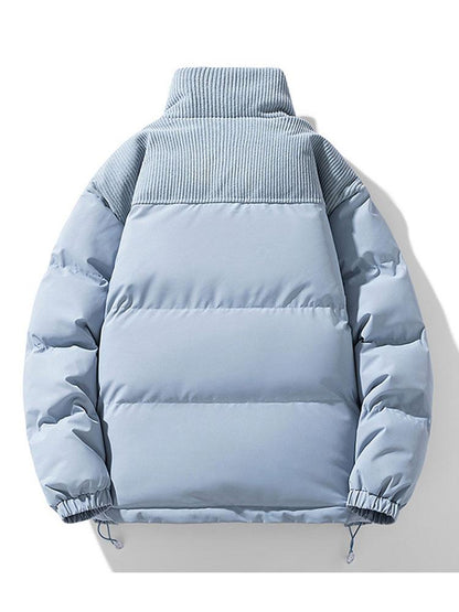 Corduroy Panel Puffer Coat