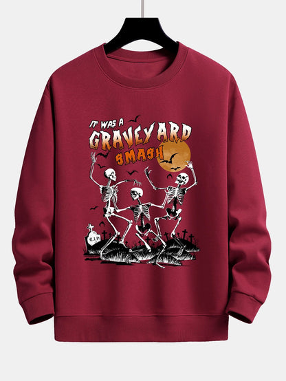 Halloween Dancing Skeleton Print Relax Fit Sweatshirt