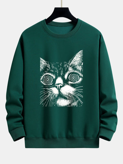 Sketch Cat Print Relax Fit Sweatshirt