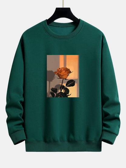 Sunset Rose Print Relax Fit Sweatshirt