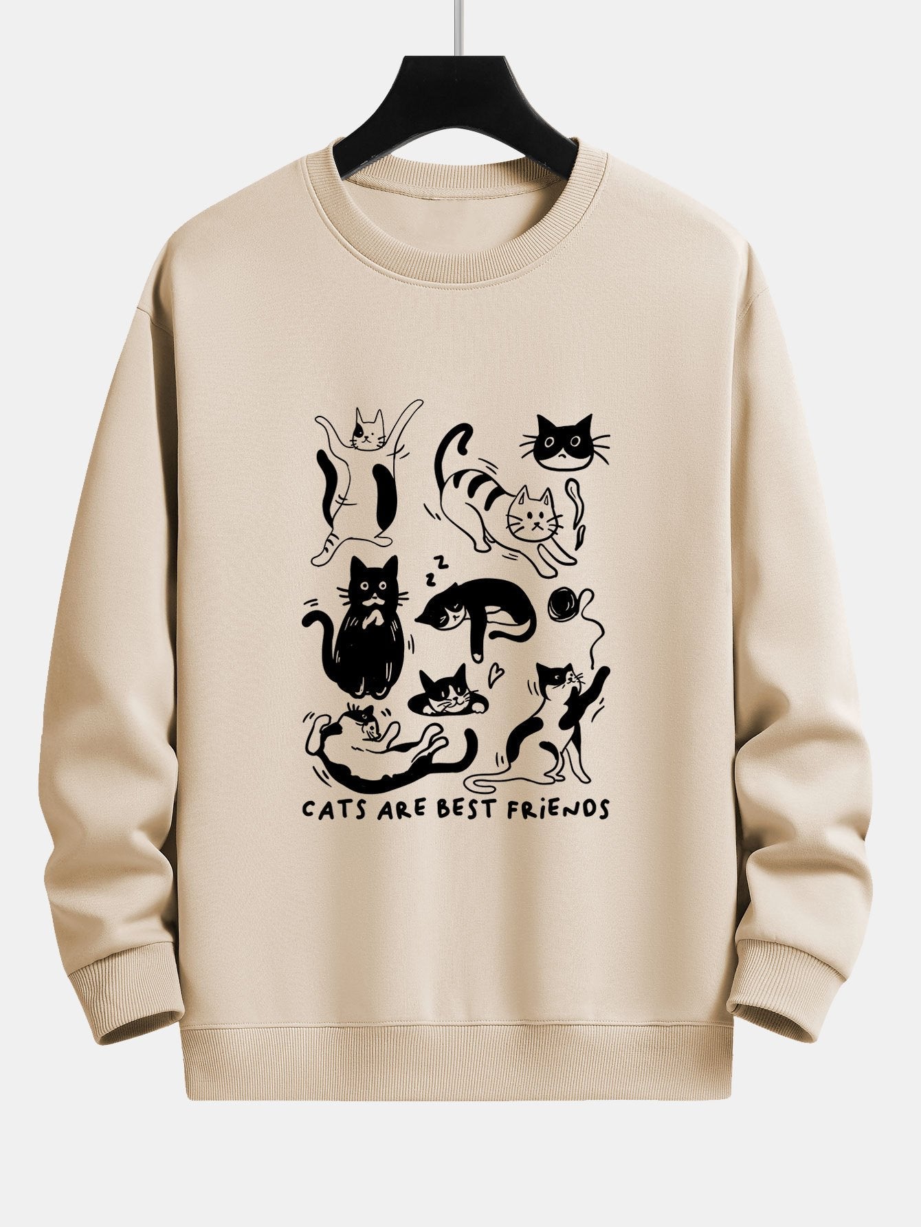 Funny Cat Print Relax Fit Sweatshirt