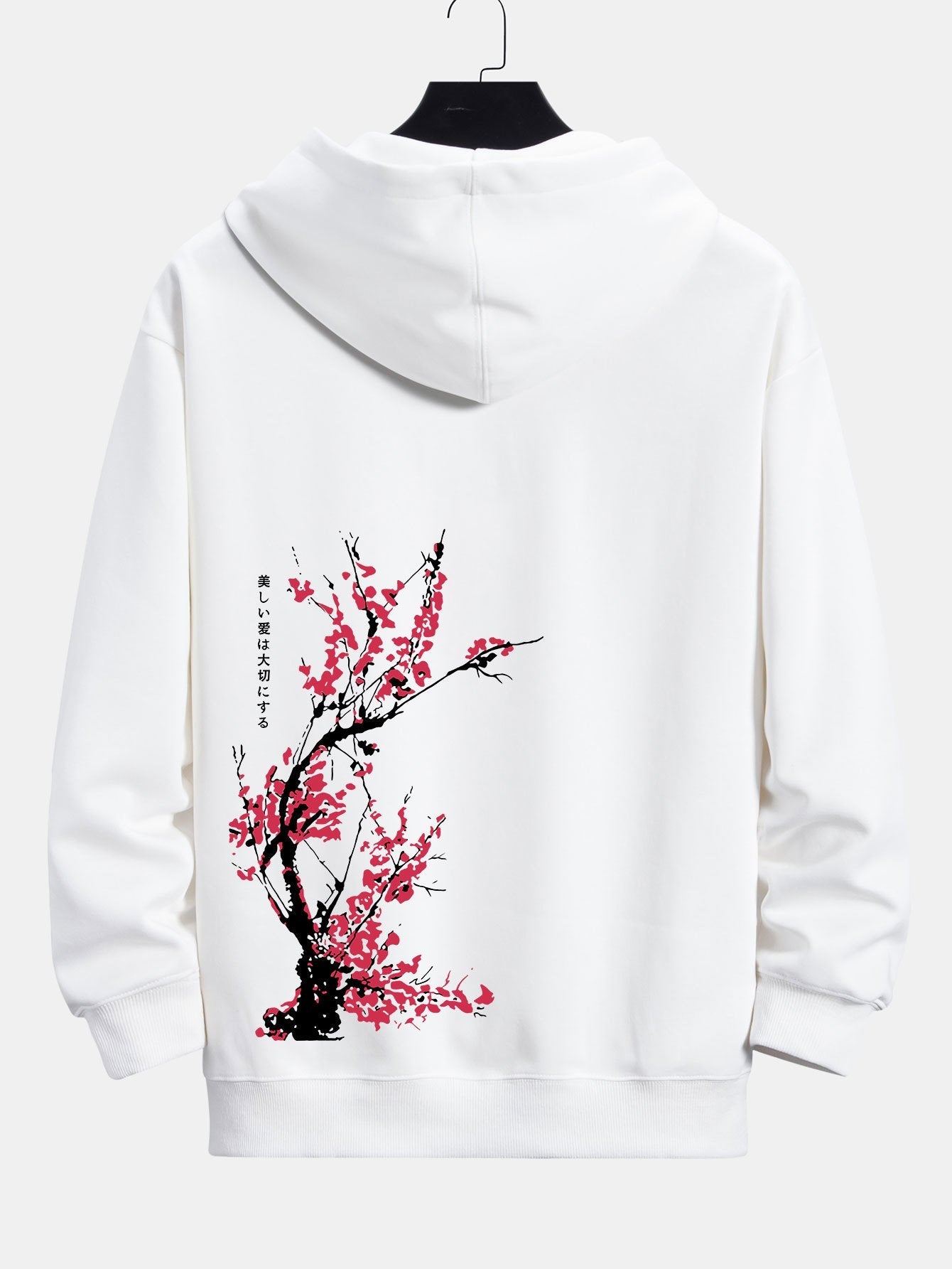 Plum Blossom Slogan Back Print Relax Fit Hoodie