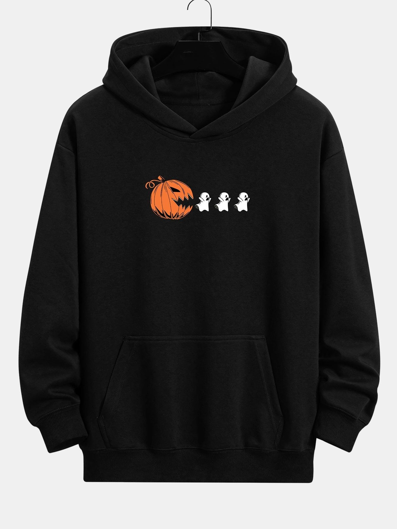 Pumpkin Chasing Ghosts Print Relax Fit Hoodie