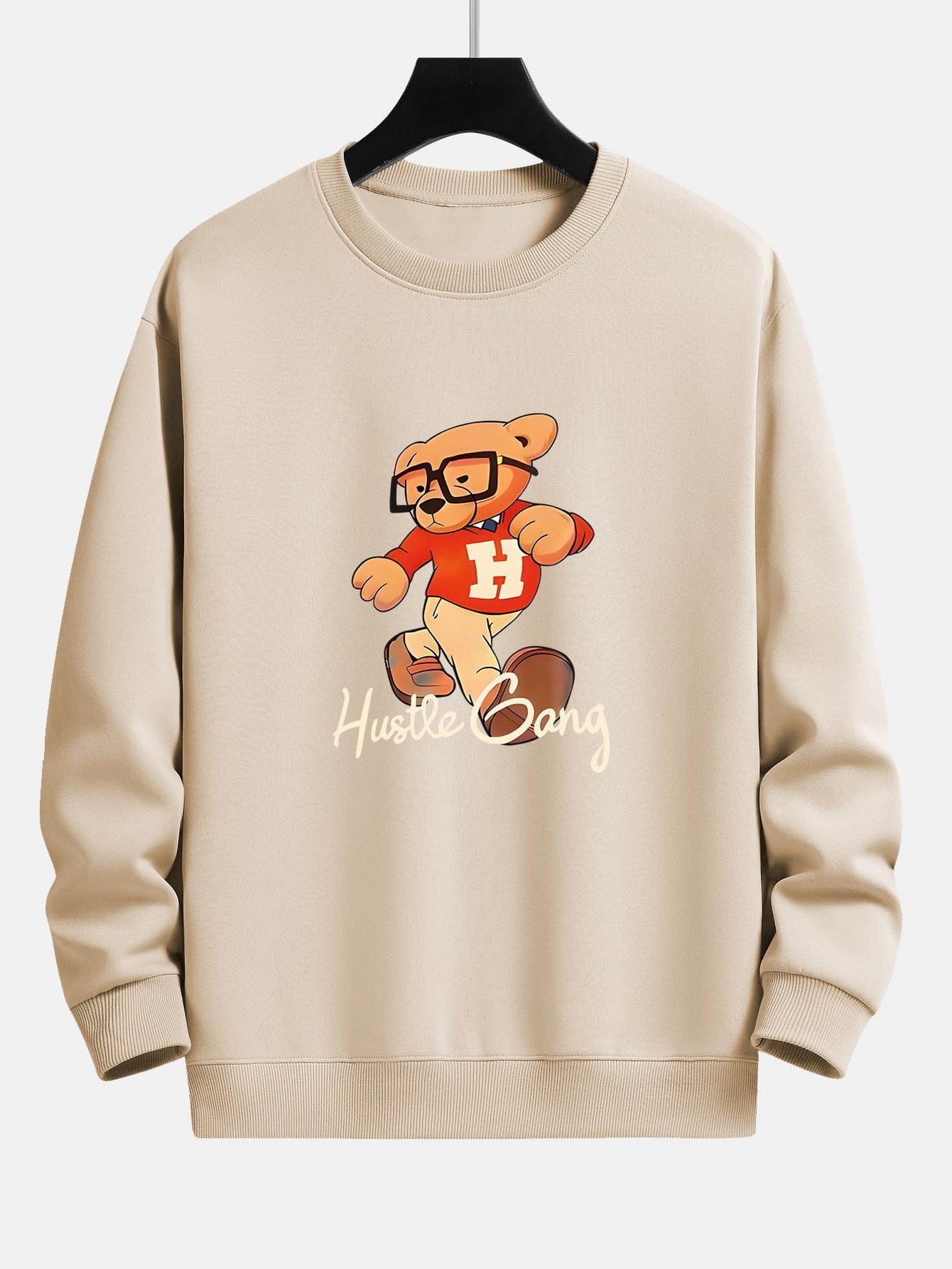 Bear With Glasses Print Relax Fit Sweatshirt