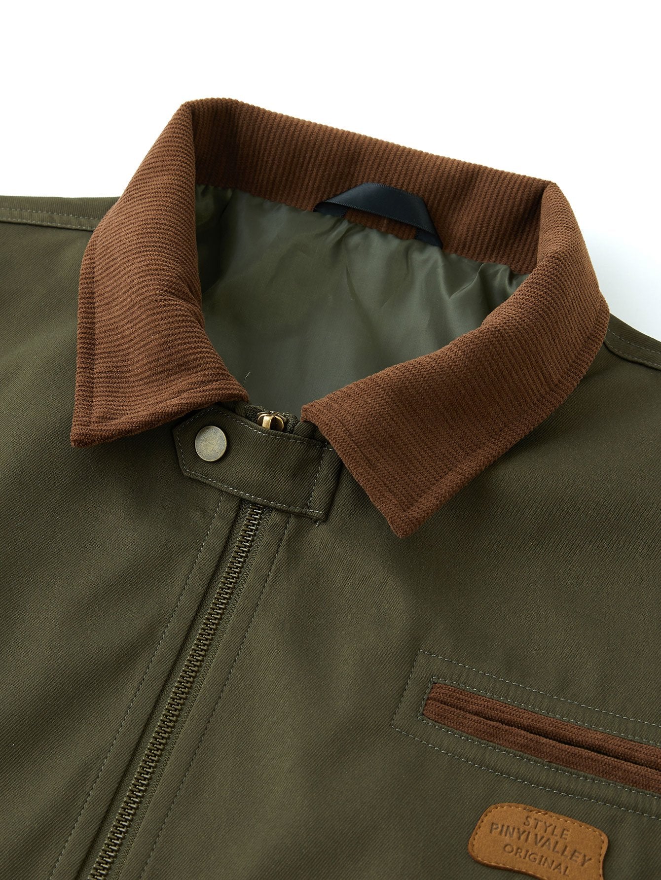 Corduroy Collar Zip Up Jacket