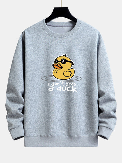 Yellow Duck With Sunglasses Print Relax Fit Sweatshirt