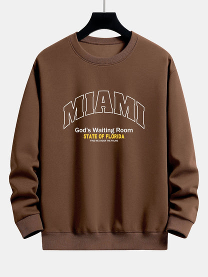 Miami Slogan Print Relax Fit Sweatshirt