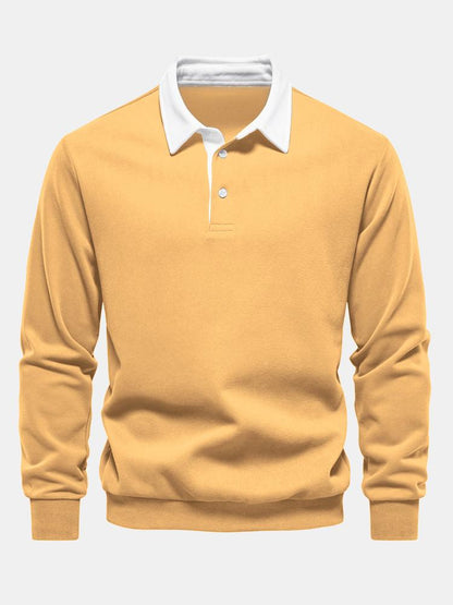 Contrast Polo Collar Sweatshirt