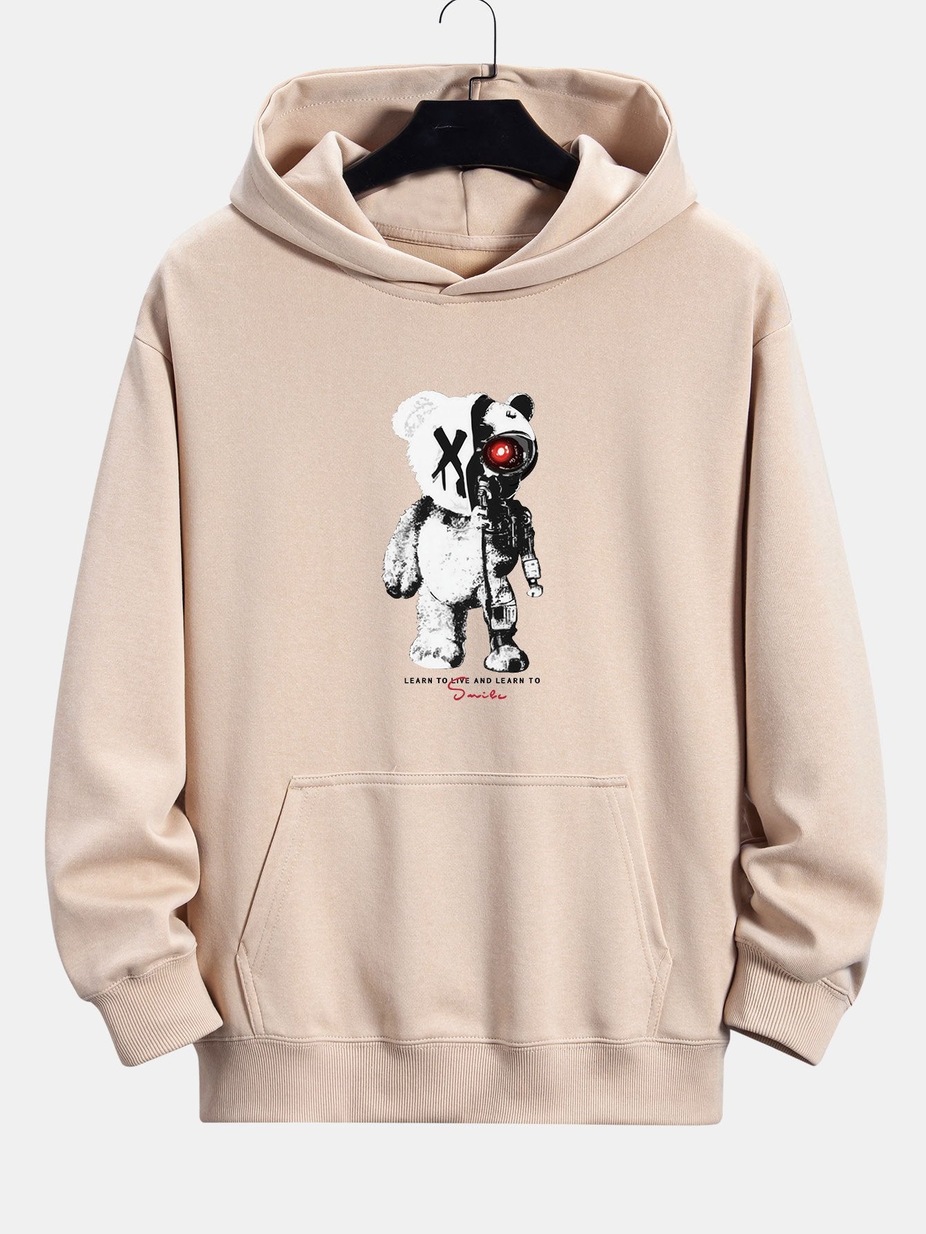 Robot Bear Print Relax Fit Hoodie