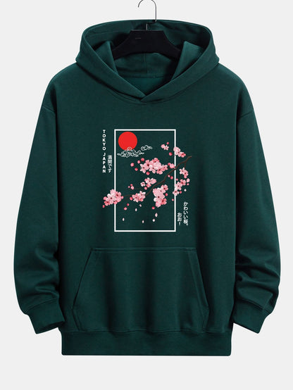 Cherry Blossom Slogan Print Relax Fit Hoodie