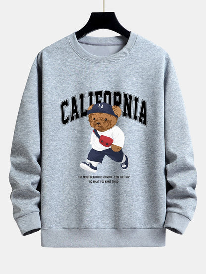 California Fashion Bear Print Relax Fit Sweatshirt