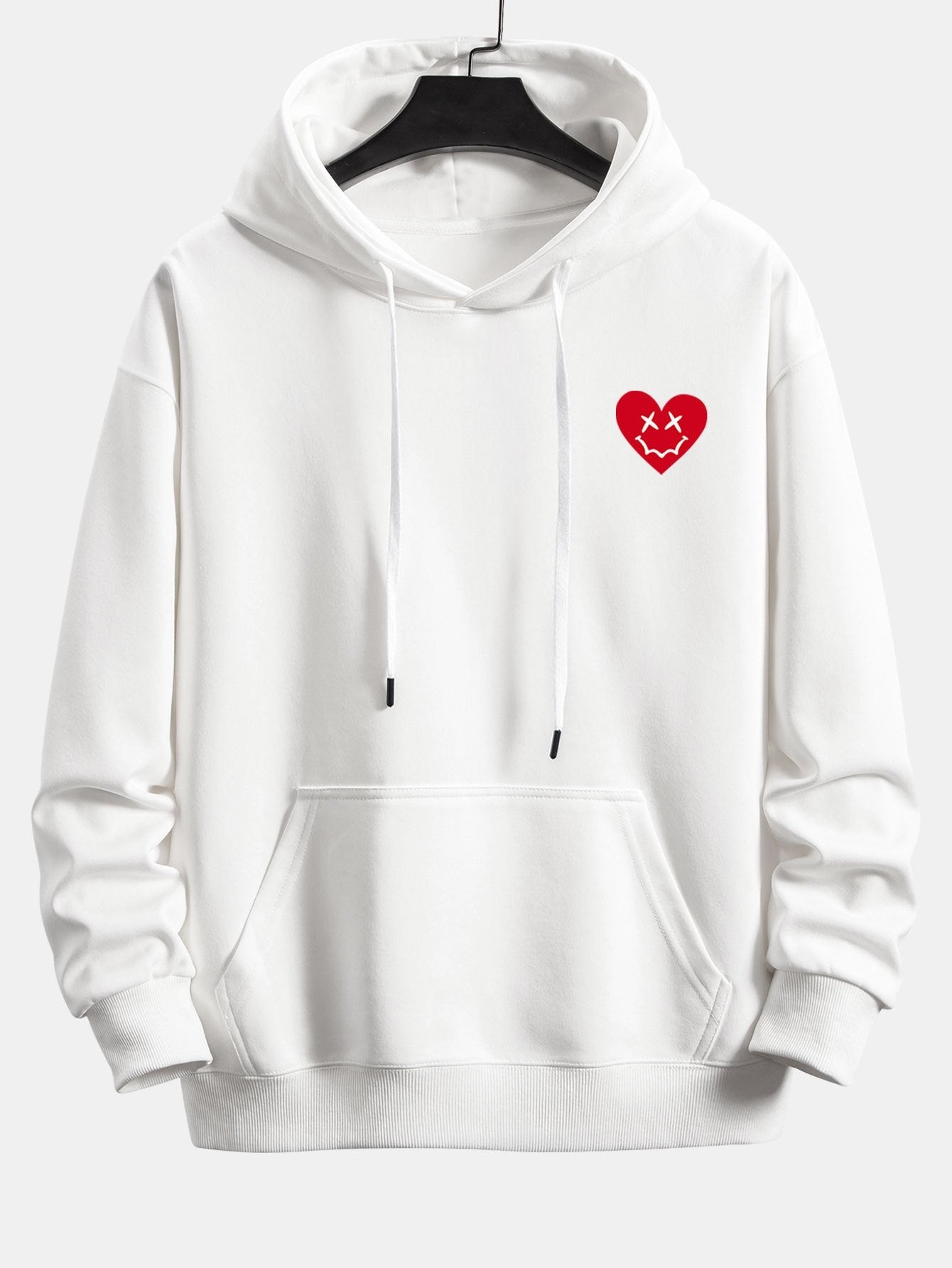 Heart Shaped Smiley Face Print Relax Fit Hoodie