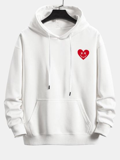 Heart Shaped Smiley Face Print Relax Fit Hoodie