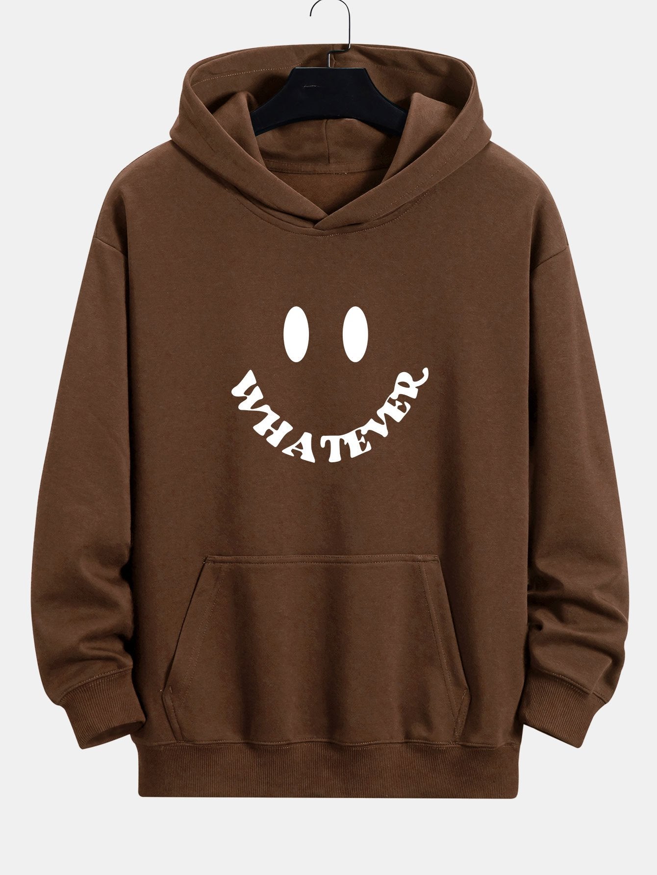 Smiley Face Slogan Print Relax Fit Hoodie