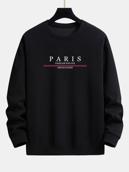 Stripe Paris Slogan Print Relax Fit Sweatshirt