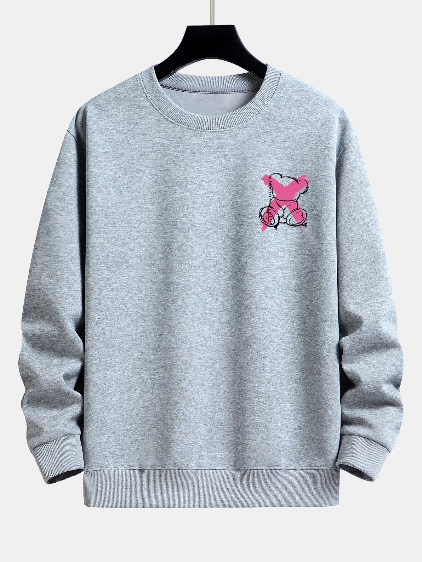 Graffiti Bear Print Relax Fit Sweatshirt