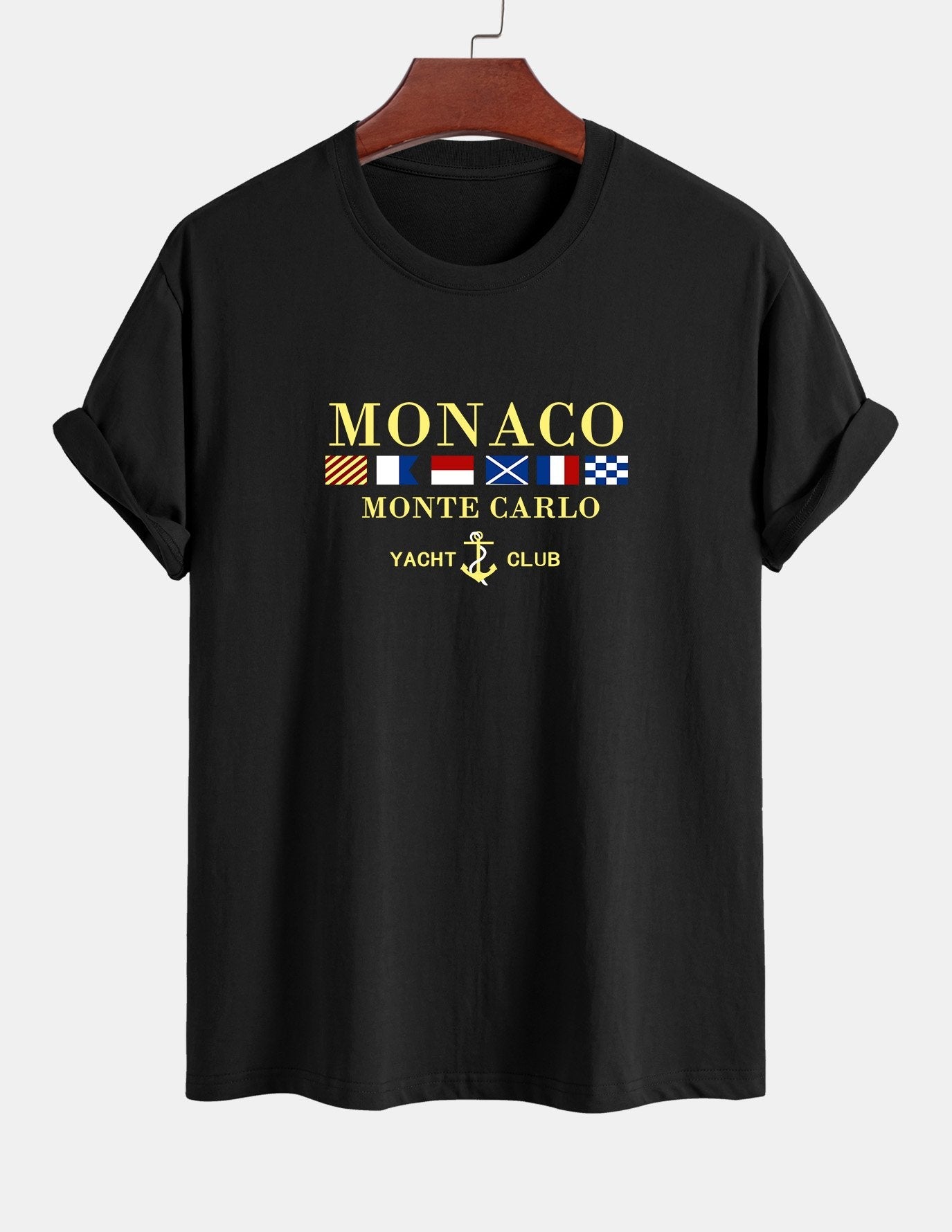 Regular Fit Monaco Slogan Print Cotton T-Shirt