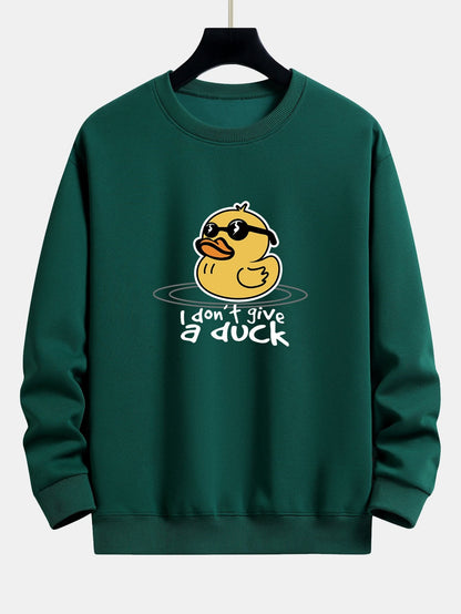 Yellow Duck With Sunglasses Print Relax Fit Sweatshirt