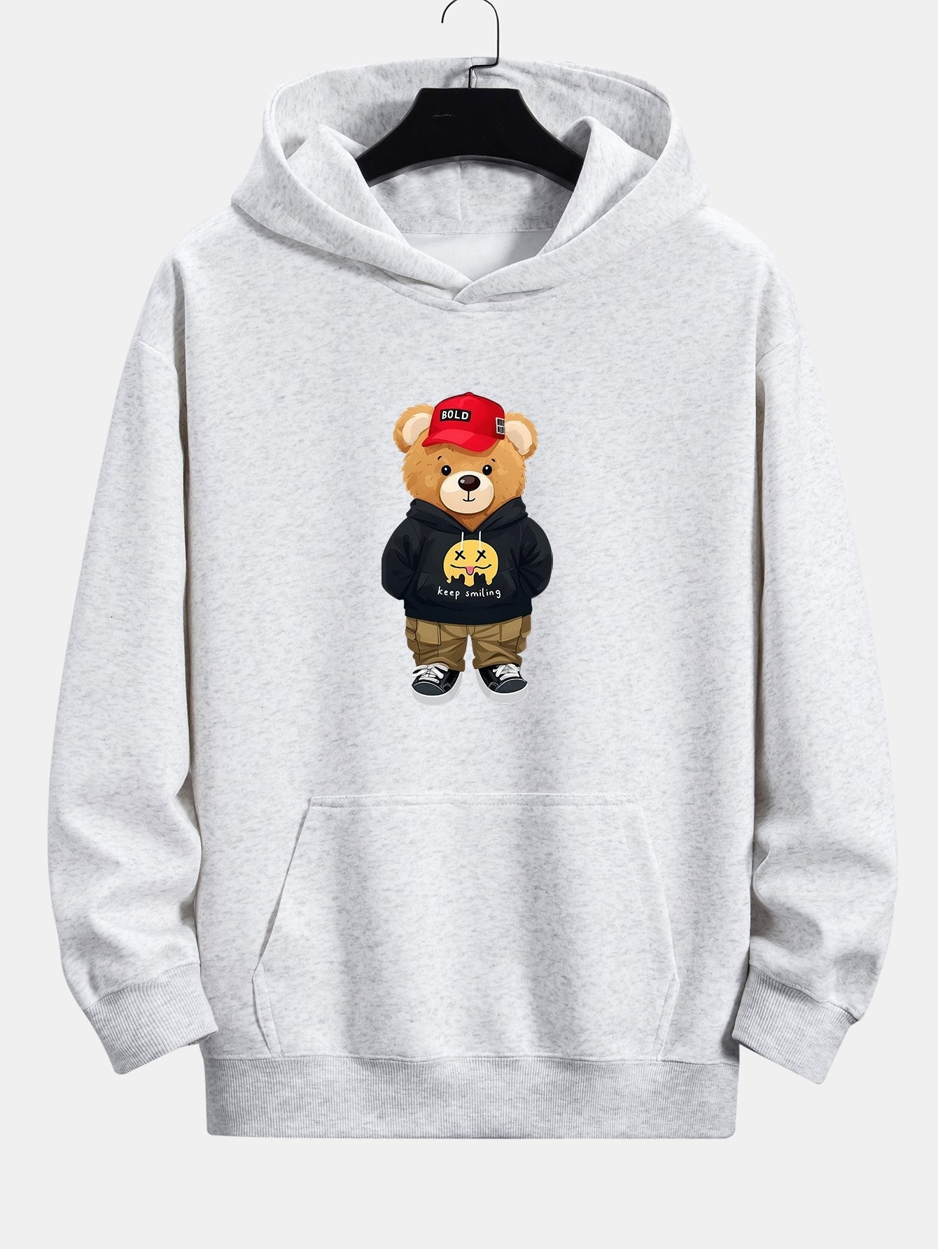 Hip Hop Bear Print Relax Fit Hoodie