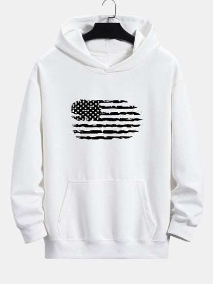 American Flag Print Relax Fit Hoodie