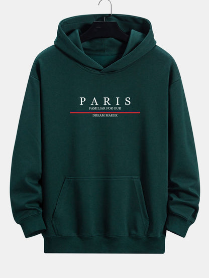 Stripe Paris Slogan Print Relax Fit Hoodie