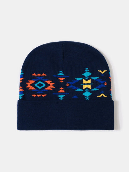 Geometric Pattern Jacquard Warm Knit Beanie Hat