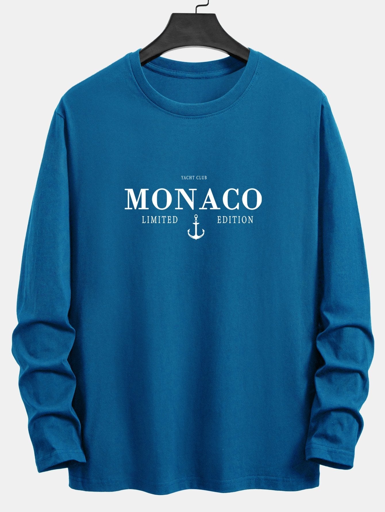 Long Sleeve Monaco Slogan Print Cotton T-Shirt