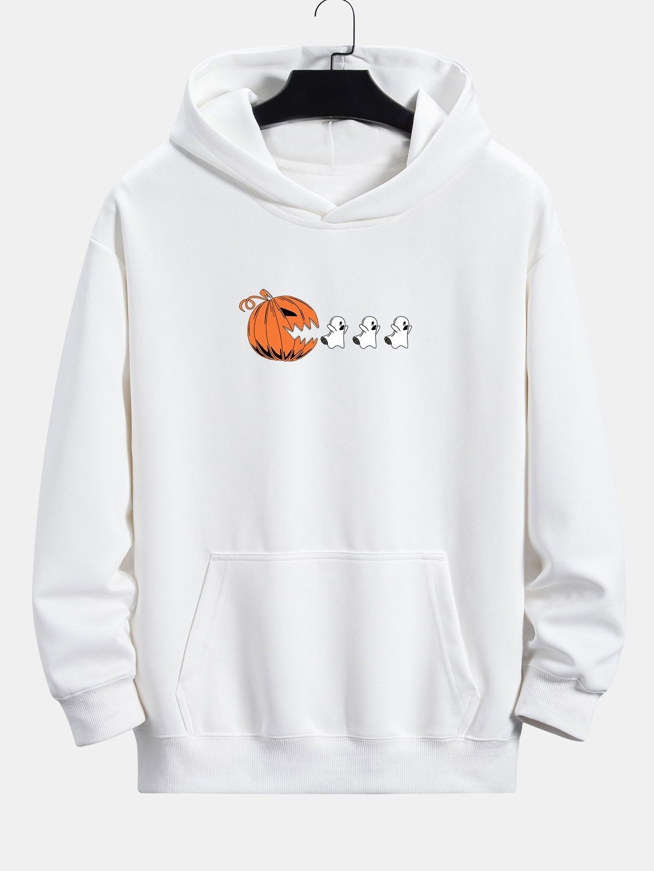 Pumpkin Chasing Ghosts Print Relax Fit Hoodie