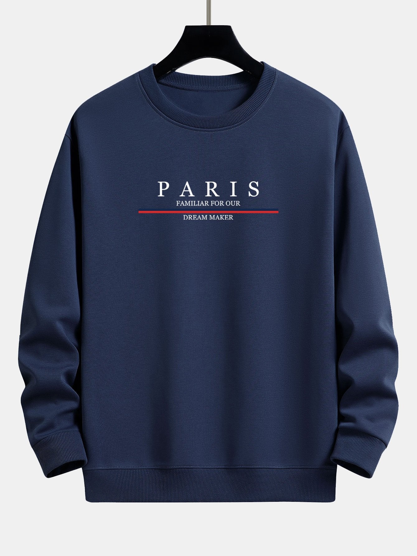 Stripe Paris Slogan Print Relax Fit Sweatshirt