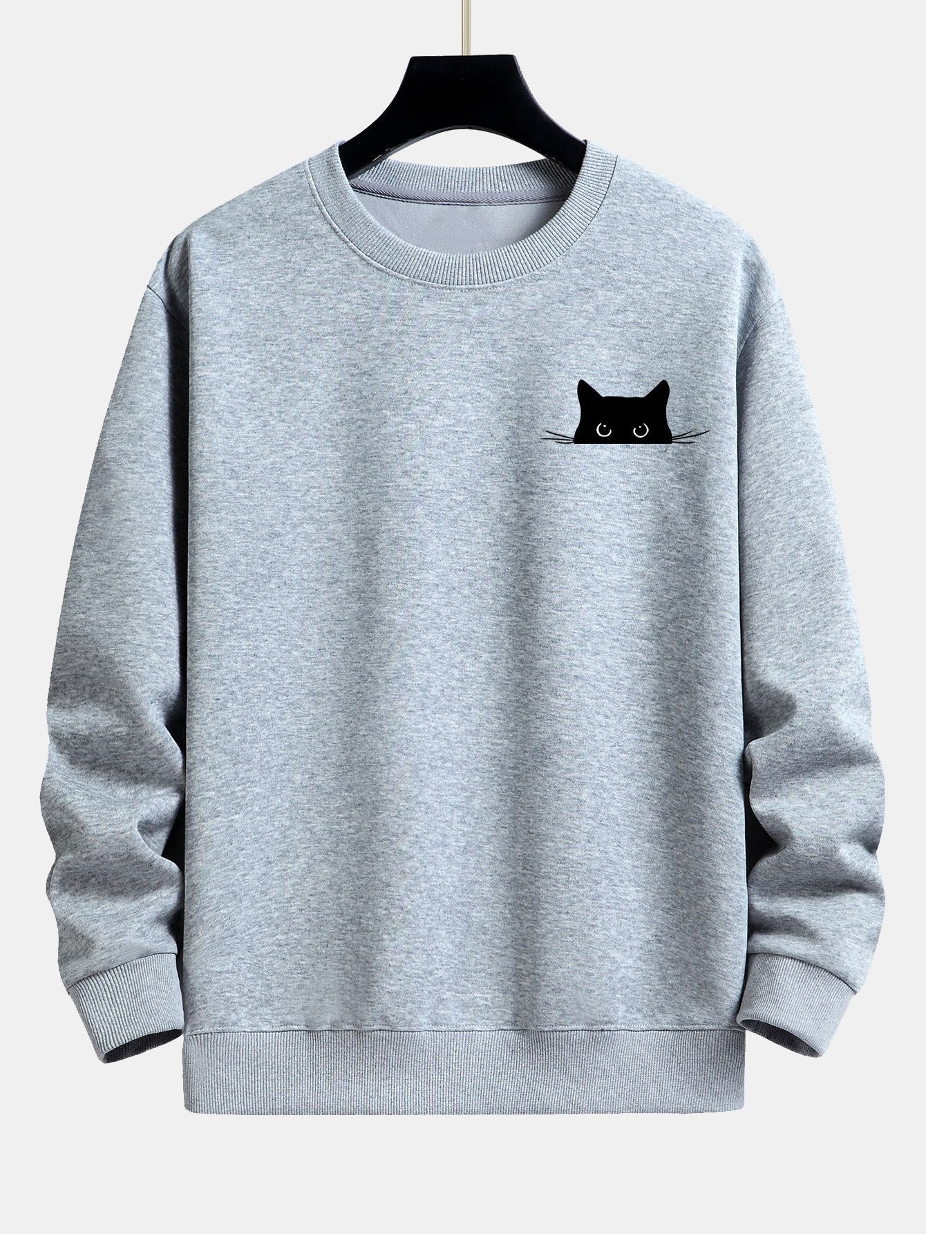 Black Cat Print Relax Fit Sweatshirt