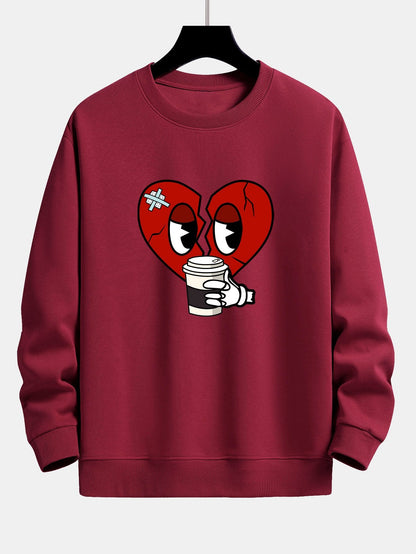 Drinking Coffee With A Broken Heart Print Relax Fit Sweatshirt