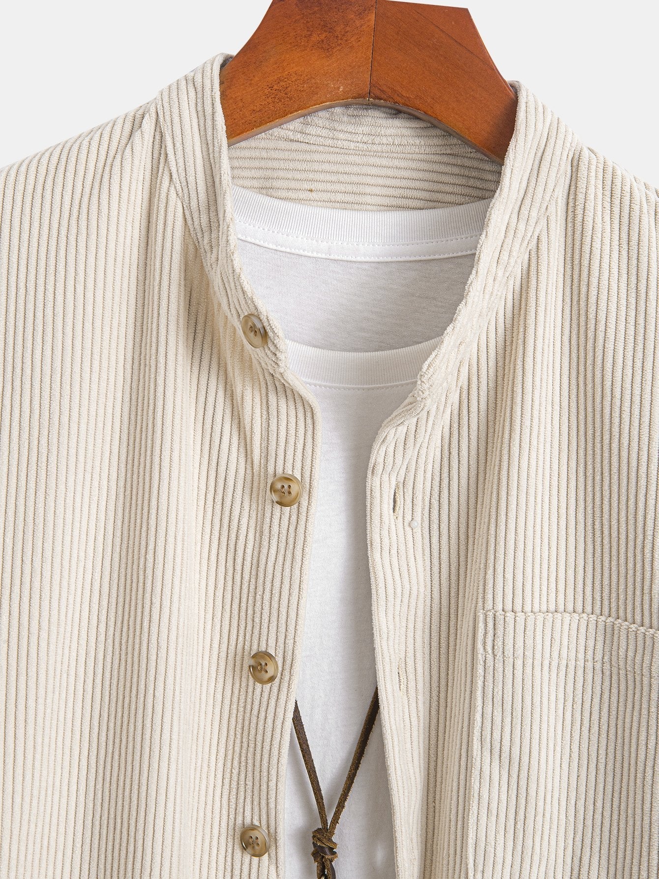 Corduroy Stand Collar Shirt