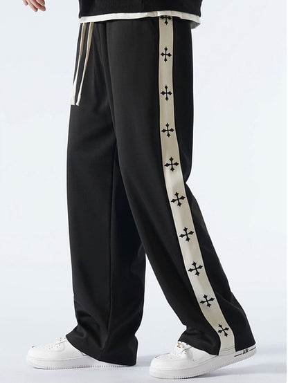 Relax Fit Cross Side Stripe Straight Leg Pants