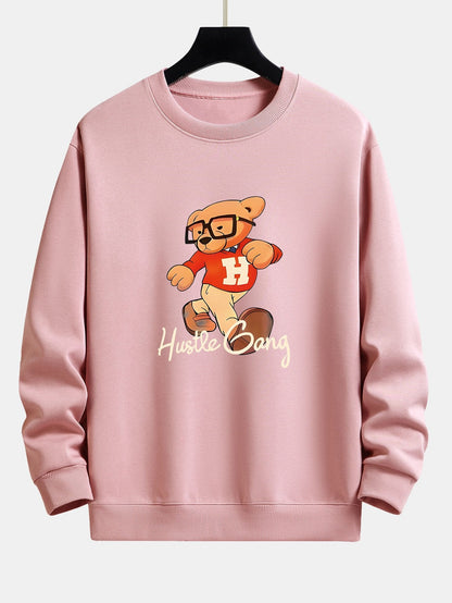 Bear With Glasses Print Relax Fit Sweatshirt