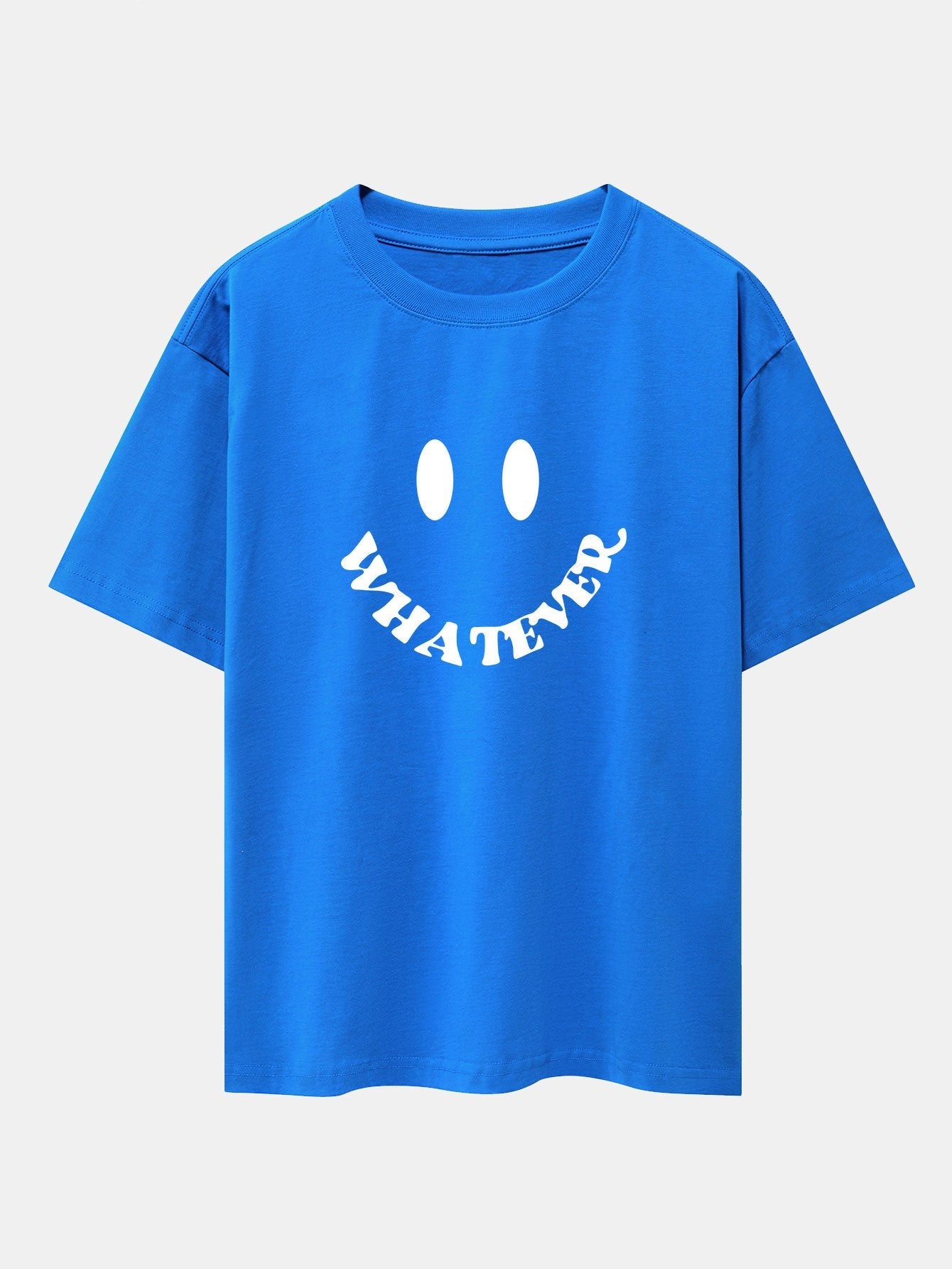 Smiley Face Slogan Print Drop Shoulder Oversize T-Shirt