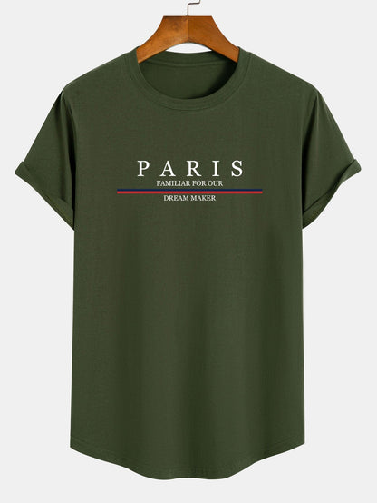 Stripe Paris Slogan Print Cotton Arc Home T-Shirt