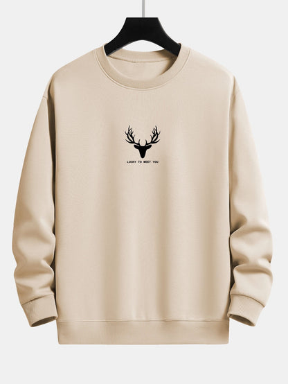 Silhouette Head Deer Print Relax Fit Sweatshirt