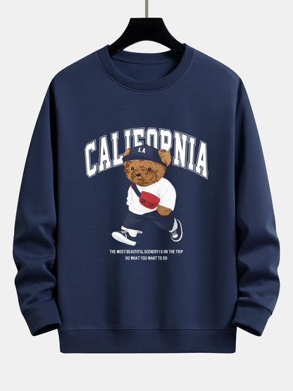 California Fashion Bear Print Relax Fit Sweatshirt