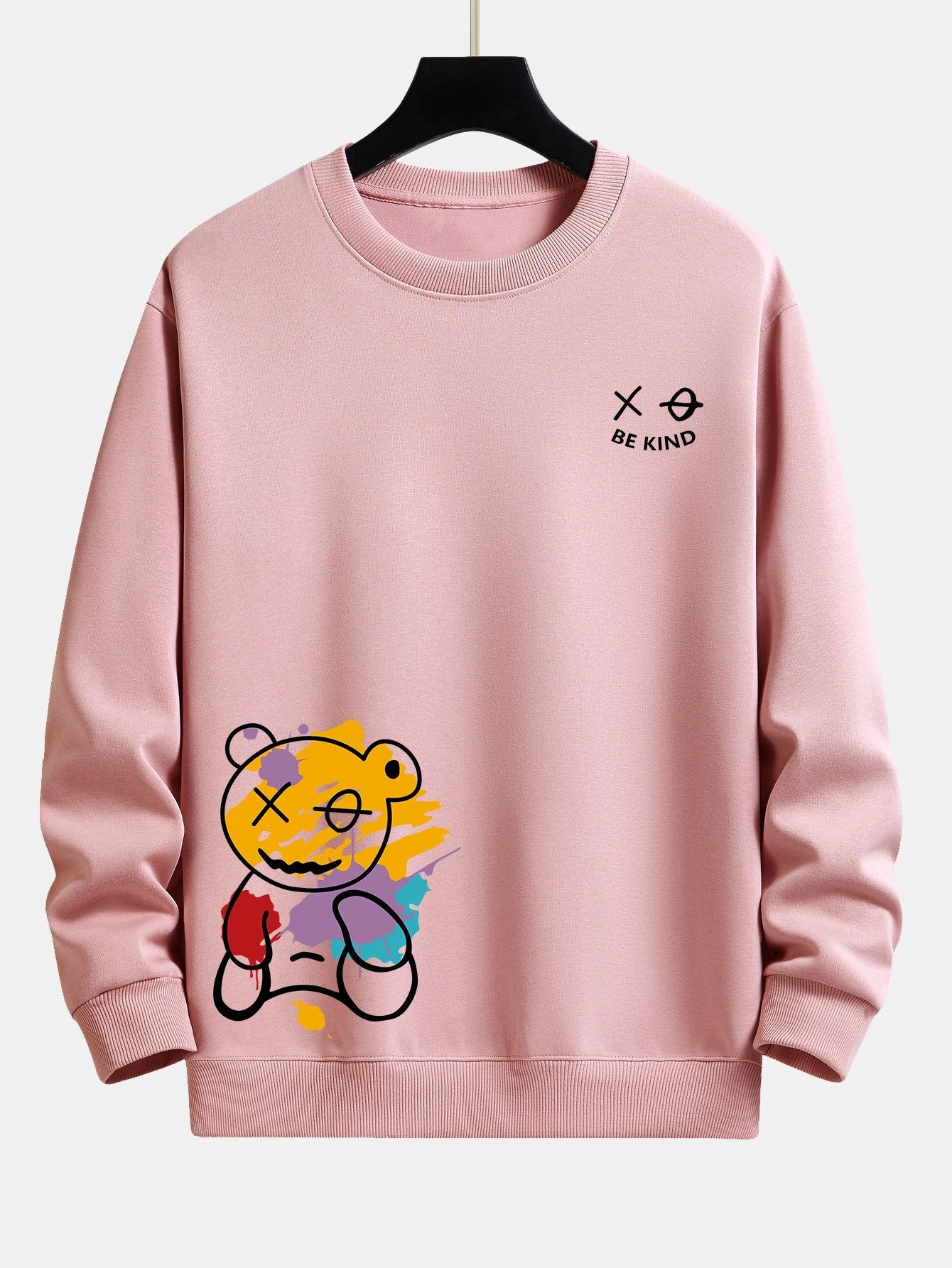 Graffiti Bear Print Relax Fit Sweatshirt & Jogging Pants