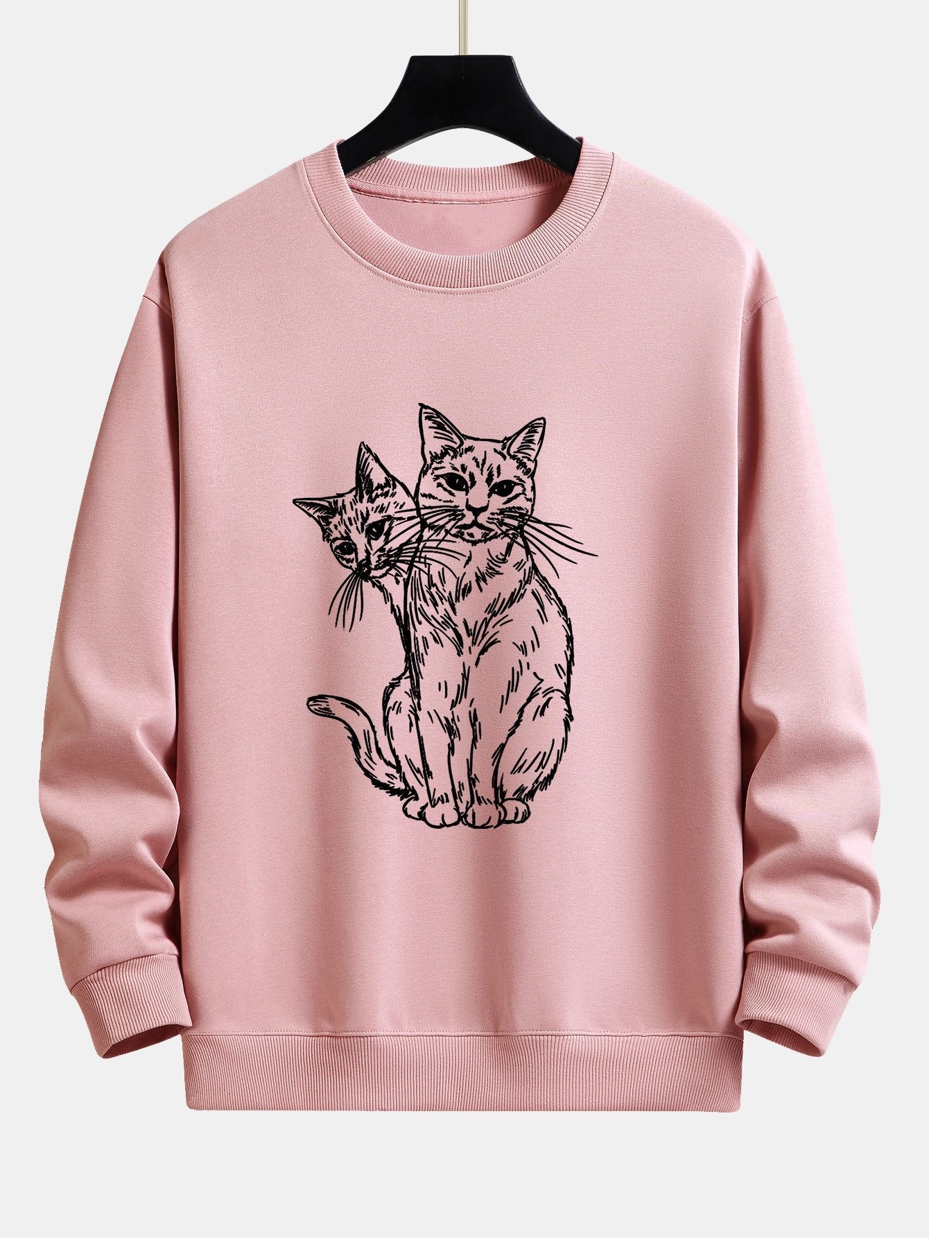 Two Cats Print Relax Fit Sweatshirt