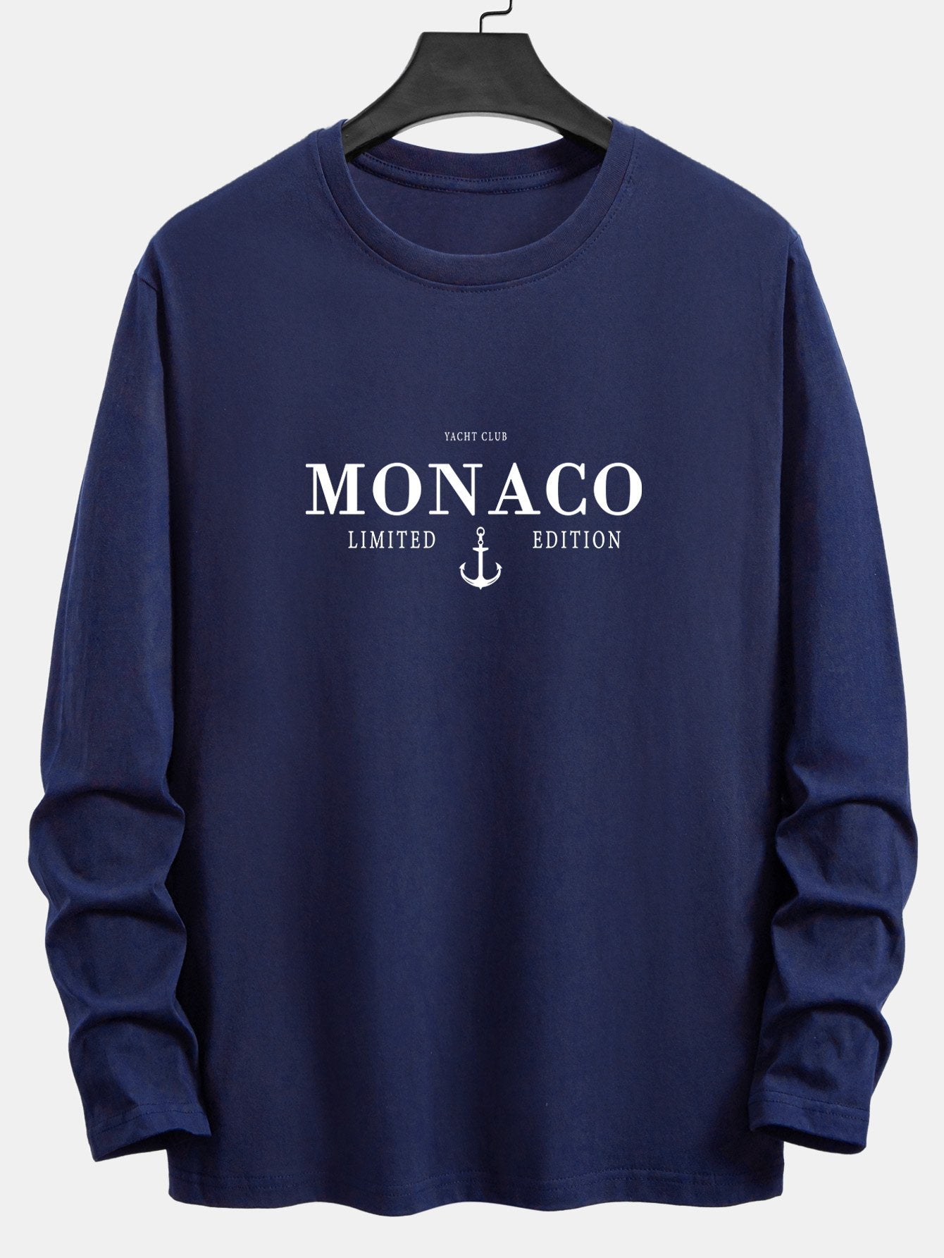 Long Sleeve Monaco Slogan Print Cotton T-Shirt