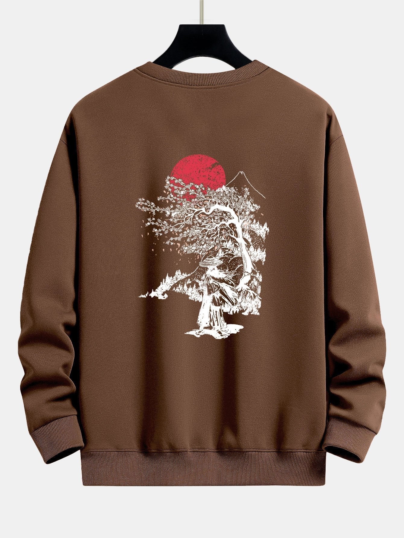 Japanese Samurai Back Print Relax Fit Sweatshirt