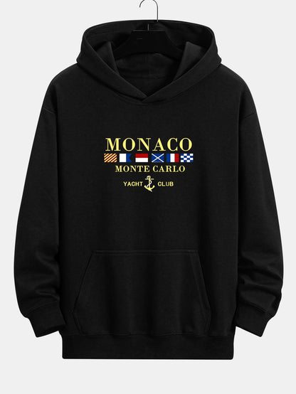 Monaco Slogan Print Relax Fit Hoodie