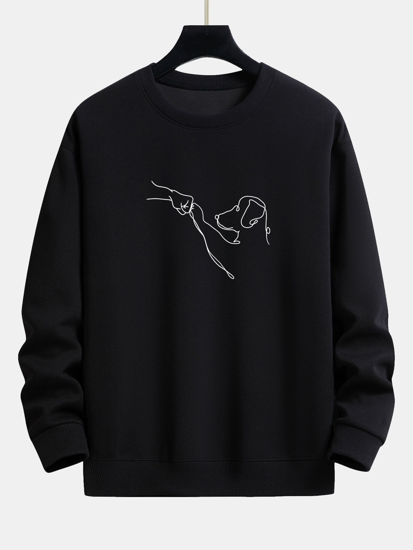 Dog Line Drawing Print Relax Fit Sweatshirt