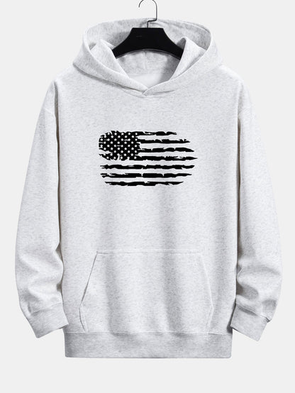 American Flag Print Relax Fit Hoodie